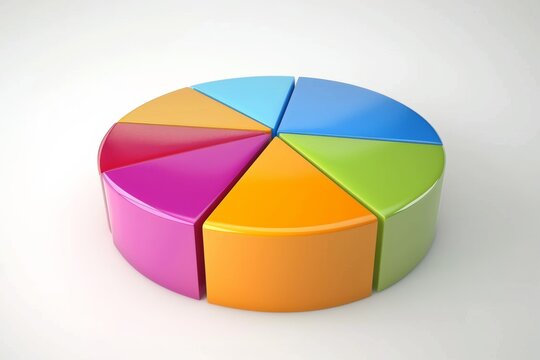 Pie charts icons. Set of 3D circular graphs on white background