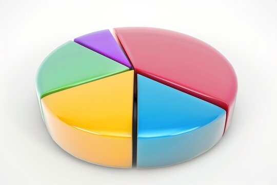 Pie charts icons. Set of 3D circular graphs on white background