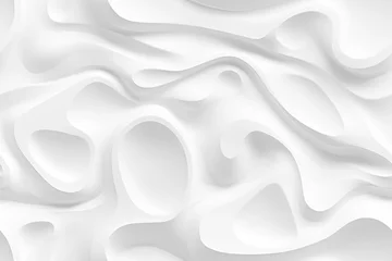 Behangcirkel Abstract 3d white background, organic shapes seamless pattern texture. © Slanapotam