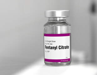Fentanyl bottle. Fentanyl is an opioid used as pain medication and for anesthesia. It is also used as a recreational drug mixed with heroin or cocaine. - 751758028