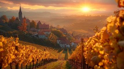Foto auf Leinwand Splendid vineyards landscape in South Styria near Gamlitz. Autumn scene of grape hills in popular travell destination. © Matthew