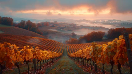 Foto op Plexiglas Splendid vineyards landscape in South Styria near Gamlitz. Autumn scene of grape hills in popular travell destination. © Matthew