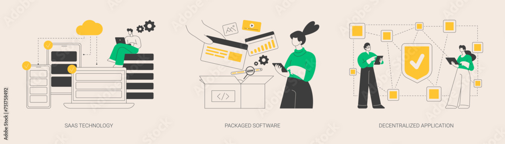 Poster application service abstract concept vector illustrations.