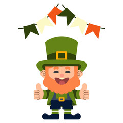 cartoon Irish Leprechaun. Vector illustration. St. Patrick's Day. Isolated object.