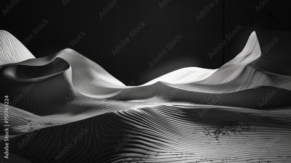 Poster abstract black and white waved lines design - the stark contrast of black and white lines creates a 