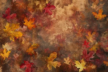 Tuinposter Generate a mottled background that evokes the rich texture and color of autumn leaves on the forest floor, with a tapestry of reds, oranges, yellows, and browns © Counter