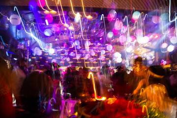 Abstract unfocused party lights. Night lights, club mood