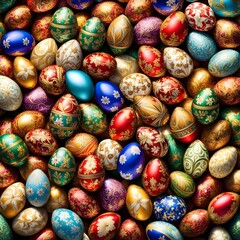 Fototapeta na wymiar Artisan's Array: Richly Decorated Easter Egg Assortment
