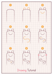 Fototapeta premium How to Draw a Happy Crab. Step by Step Drawing Tutorial. Draw Guide. Simple Instruction for Kids and Adults