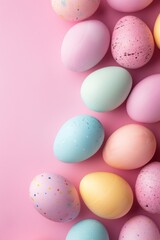 Naklejka na ściany i meble easter eggs happy easter pink background Generative AI
