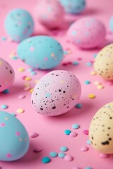 Fototapeta na wymiar easter eggs happy easter pink background Generative AI