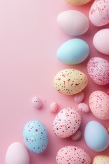 Naklejka na ściany i meble easter eggs happy easter pink background Generative AI