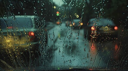 droplets rain on windshield