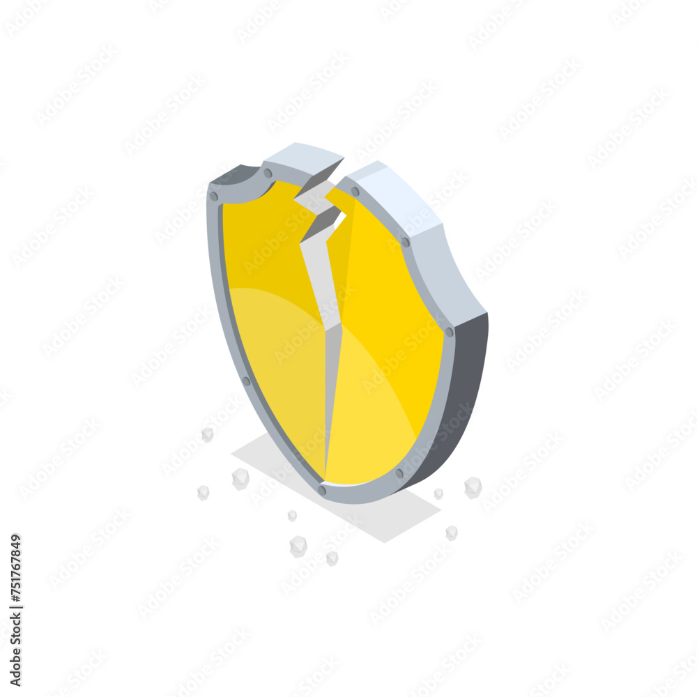Poster 3d isometric flat vector set of hacker icons, cyber crime. item 10
