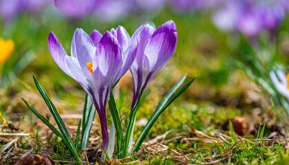 spring begins the first crocuses magnoliopsida are here northern germany