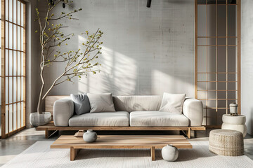 a minimalist living room 3d mock