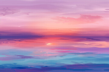 Illustrate a mottled background that mimics the serene yet vibrant hues of a coral sunset over the ocean, with a palette of soft pinks, purples, and blues blending into the horizon