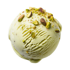 pistachio ice cream ball isolated on transparent or white background, png