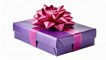 purple gift box isolated on transparent background cutout