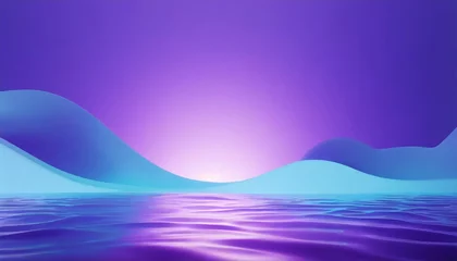 Fotobehang 3d render abstract ultraviolet background with ocean water and bright light simple gradient wallpaper for product presentation © Kendrick