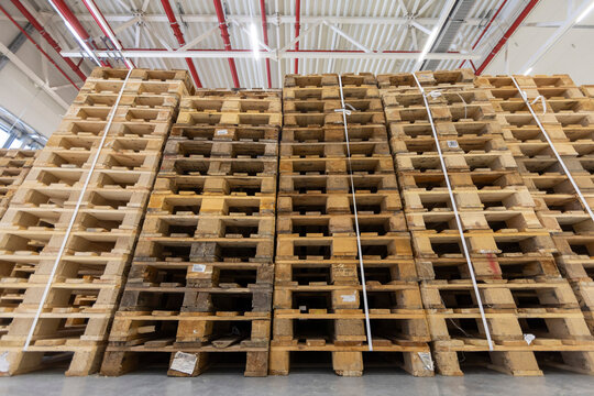 Vilnius Lithuania 2020 09 10
Used Epal brand pallets stacked.