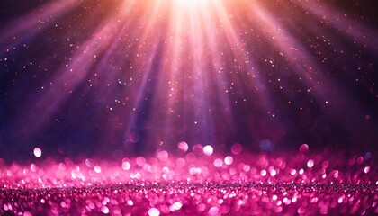 pink glitter lights show on stage with bokeh elegant lens flare abstract background dust sparks background - obrazy, fototapety, plakaty