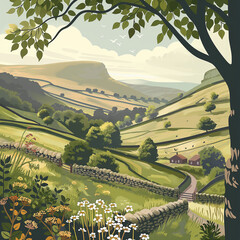 Countryside, Peak District National Park (AI generated poster).
