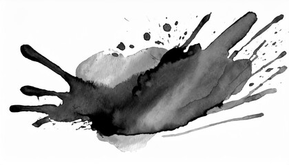 isolated black watercolor splash on white background