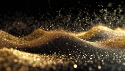 Fototapeta na wymiar golden wave with sparkling particles on a black background