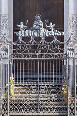 Decorative metal fence in front of Badia di Sant'Agata, Catania, Sicily, Italy