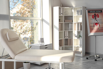 Medical couch in interior of doctor's office