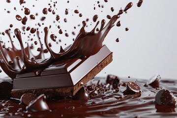 a chocolate splashing into a chocolate bar