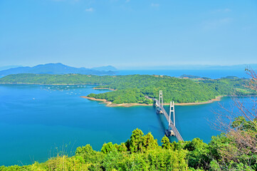 伊唐島と伊唐大橋　針尾公園展望所からの絶景　鹿児島県長島町