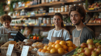 Freundliche Junge Mitarbeiter/Auszubildende im Laden