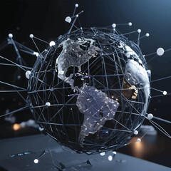 Communication technology for the Internet business world. Global world network and telecommunication on Earth cryptocurrency and blockchain