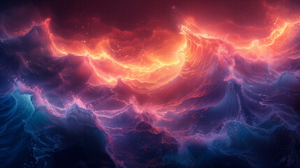 Conceptual Art of Glowing Colorful Waves, Generative AI.