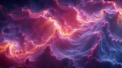 Conceptual Art of Glowing Colorful Waves, Generative AI.