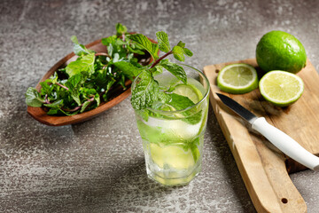Mojito. Drink made with lemon, mint and rum.