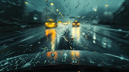 wipers rain driving - obrazy, fototapety, plakaty
