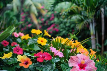 Hibiscus Wonderland: Lush Tropical Oasis, AI Generative

