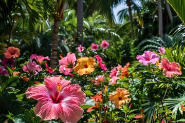 Hibiscus Fantasy: Radiant Garden Escape, AI Generative
