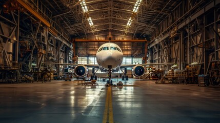 Large Jetliner Inside Hangar