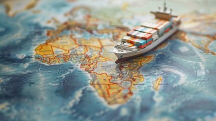 Container Ship Model Atop World Map