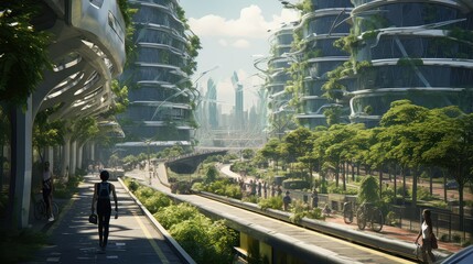 Naklejka premium technology concept city background