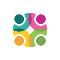 Family people together human unity bubble logo vector icon eps 10