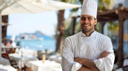 Confident Chef in Chefs Hat With Arms Crossed