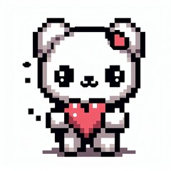 Fototapeta premium Kawaii teddy bear pixel art