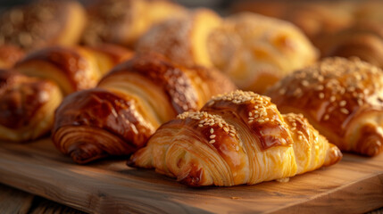 close-up view of a pastry with a raspberry swirl design, resting on a wooden surface