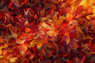 Craft a mottled background that reflects the chaotic, yet harmonious blend of autumn leaves swirling in the wind, with a palette of red, orange, yellow, and brown