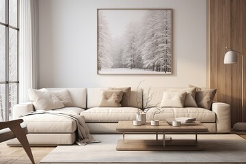 Winter Minimalist Living: Neutral Landscape and Functional Furniture